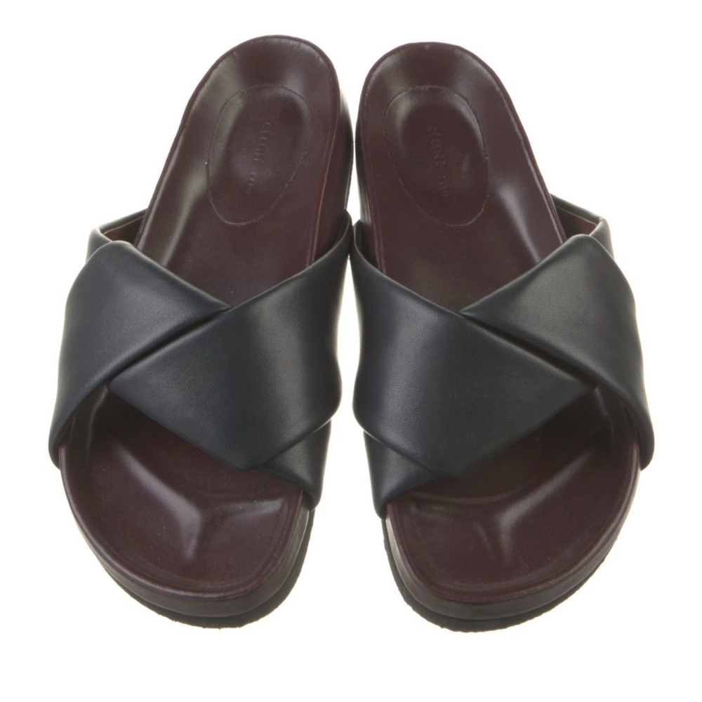 Celine Phoebe Philo Leather Cross Strap Slide Sandals